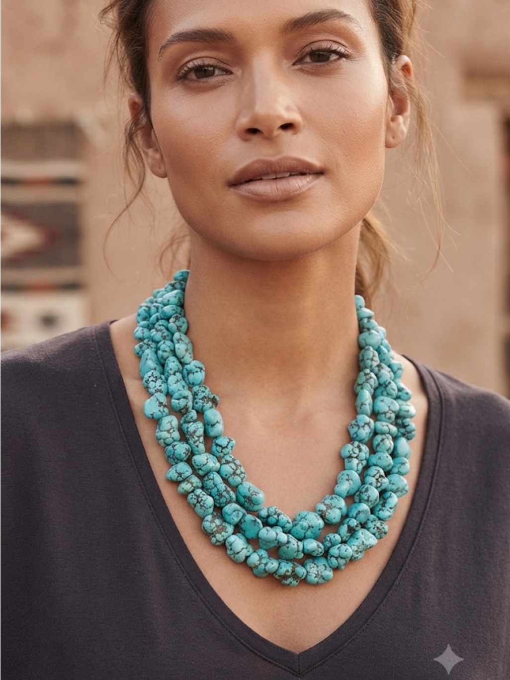 850 Grams / 925 - 3 Strand Turquoise Necklace